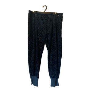 Midnight Bakery Womens XL Geo Burnout-Velvet Jogger Comfy Stretch‎ Lounge Blue